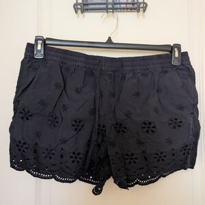 Navy Eyelet Women's Shorts